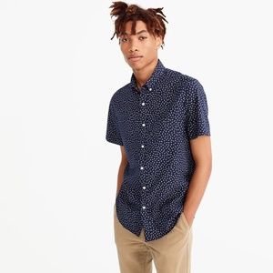 J. Crew Short-sleeve stretch slub cotton shirt in print